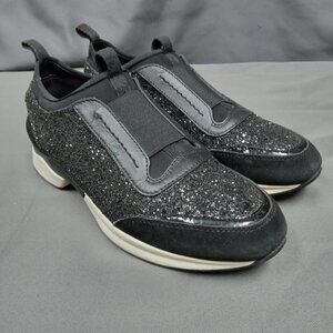Tod's B7245 Leather/Suede Glitter Donna Scarpa Sportivo Pull On Sneakers EU 37